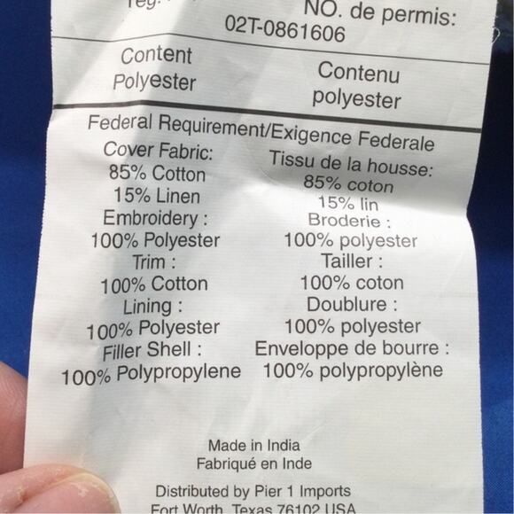 Pier One Imports Embroidered Floral Birds Throw Pillow 14 x 14 - Picture 12 of 12